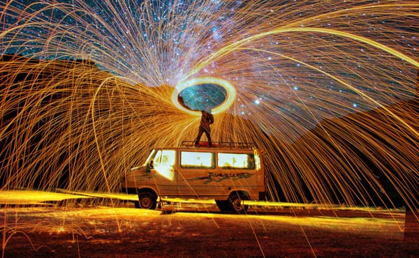 Steelwool with Milkyway in the background